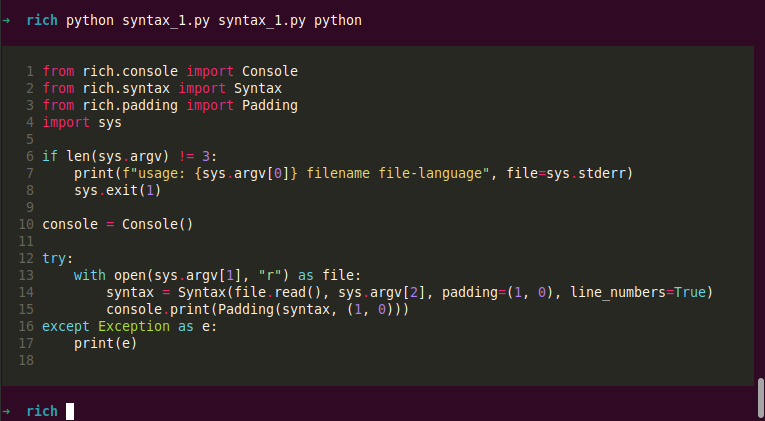 "rich syntax python"